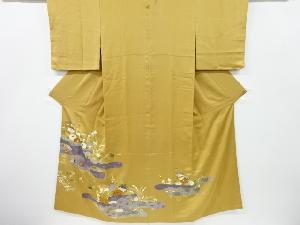 リサイクル　ヱ霞に菊枝梅模様刺繍一つ紋色留袖(比翼付き)